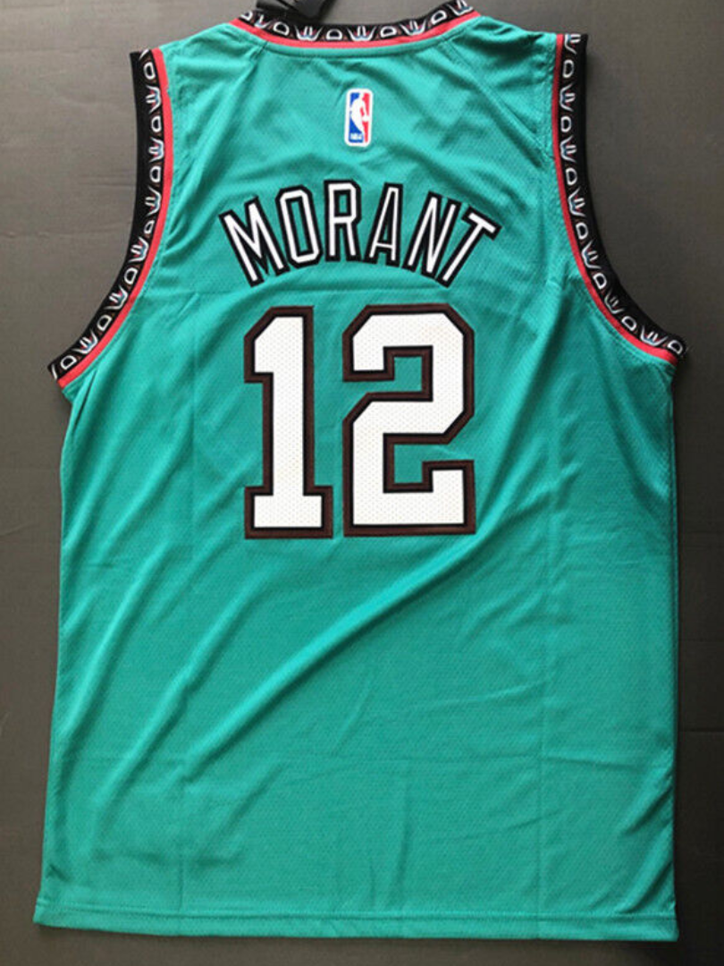 Grizzly 12 Morant teal green jersey NBA
