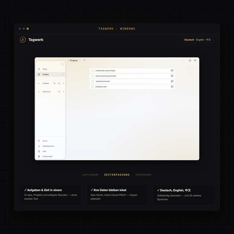 Tagwerk — tasks, projects and time tracking in one