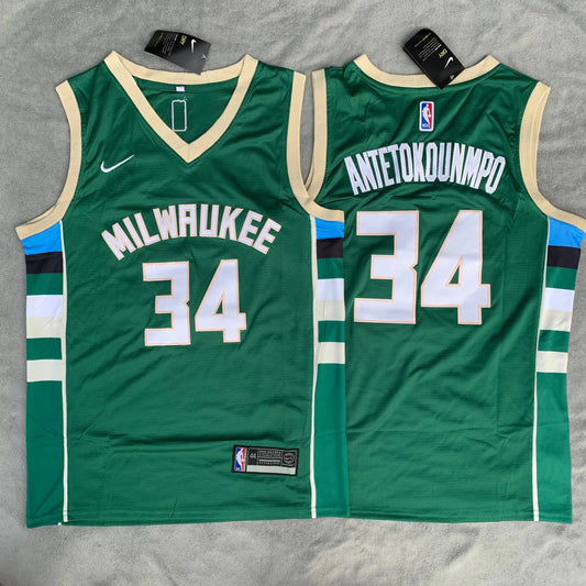 Antetokounmpo No. 34 Milwaukee Green Jersey NBA